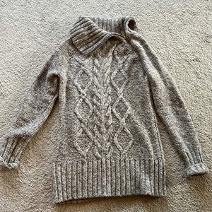 Khaki colored sweater from Old Navy-off centered zipper at cowl neck